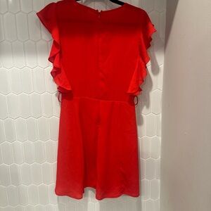 Red Ruffle Sleeve Dress
